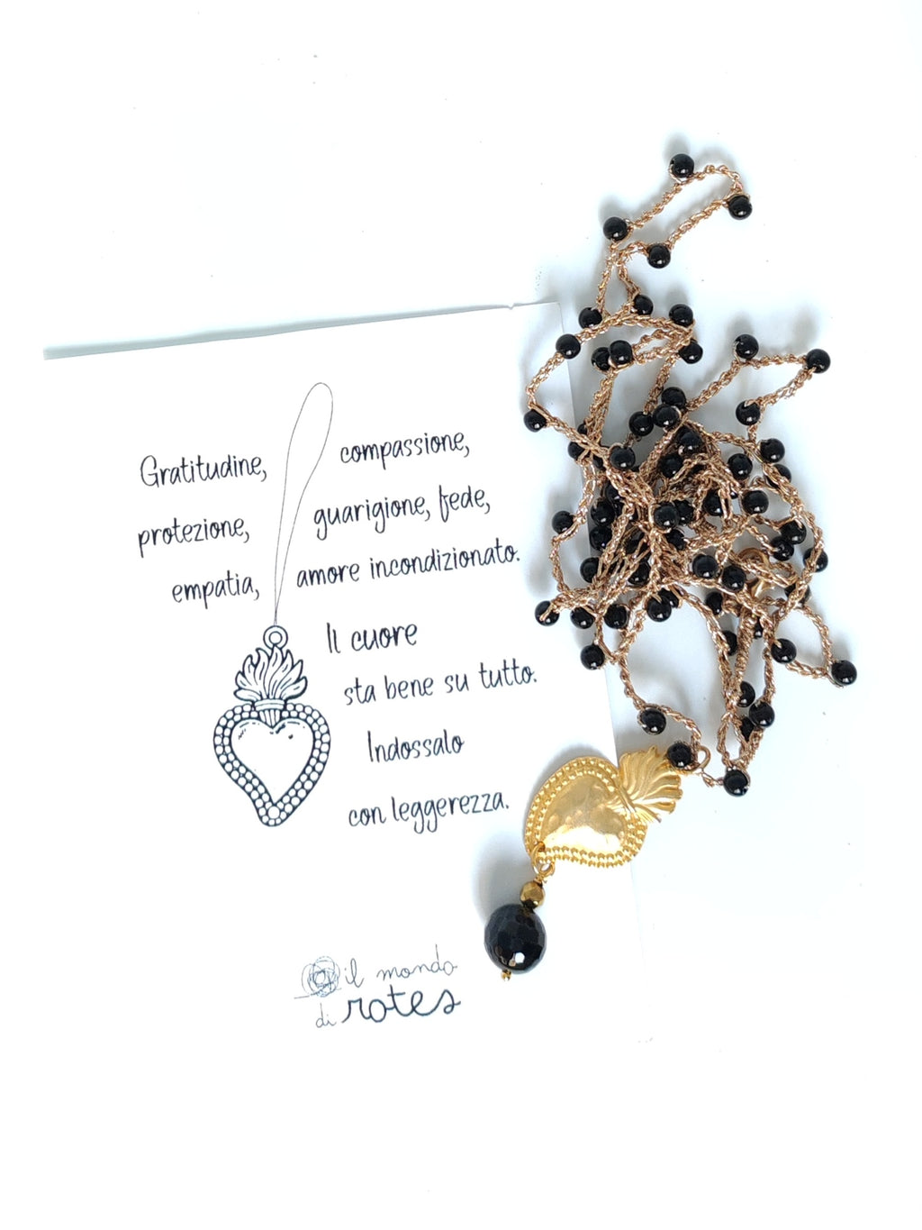 Collana cuore sacro pietre nere