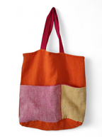 Borsa in lino con tasche esterne