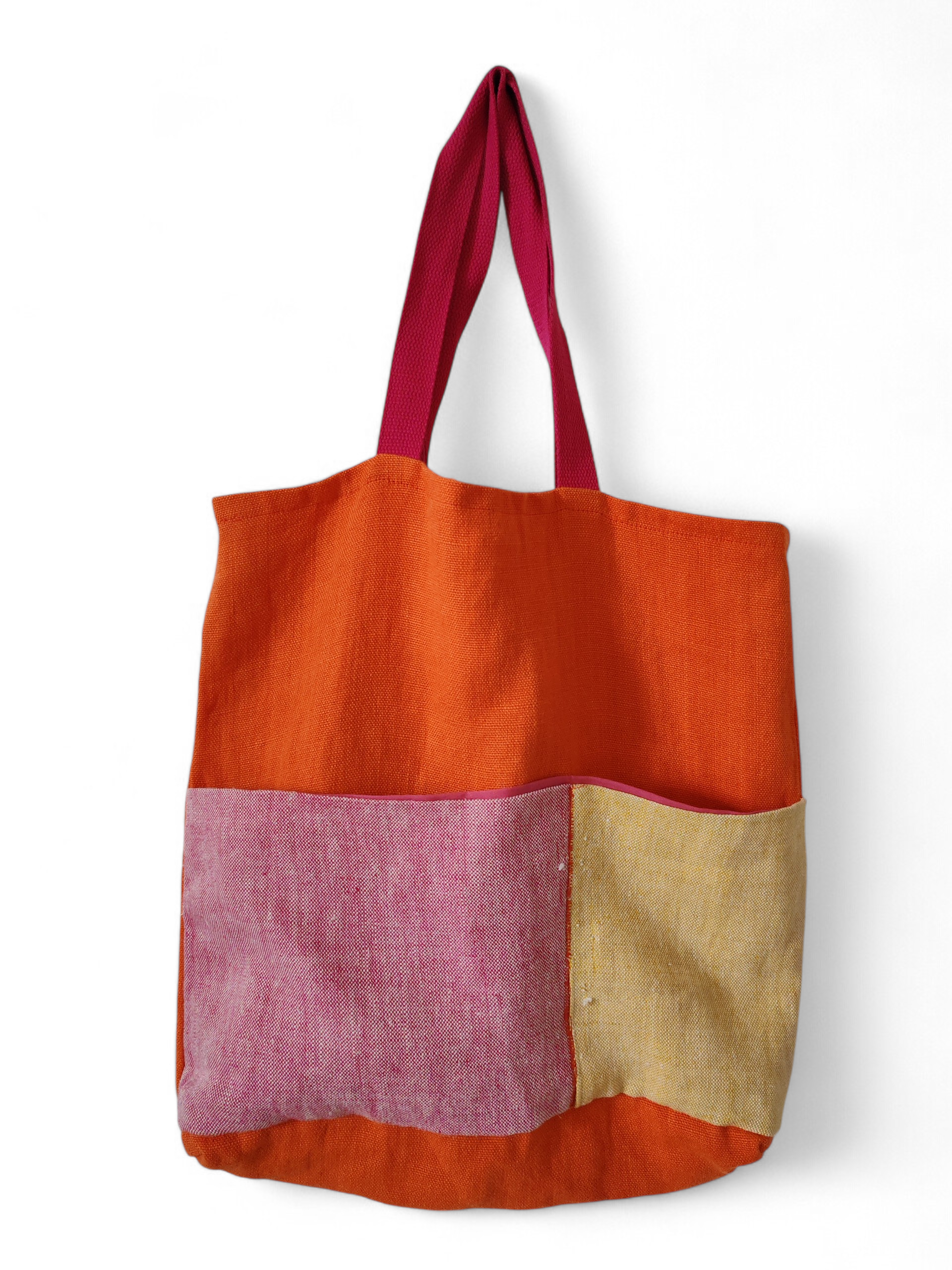 Borsa in lino con tasche esterne