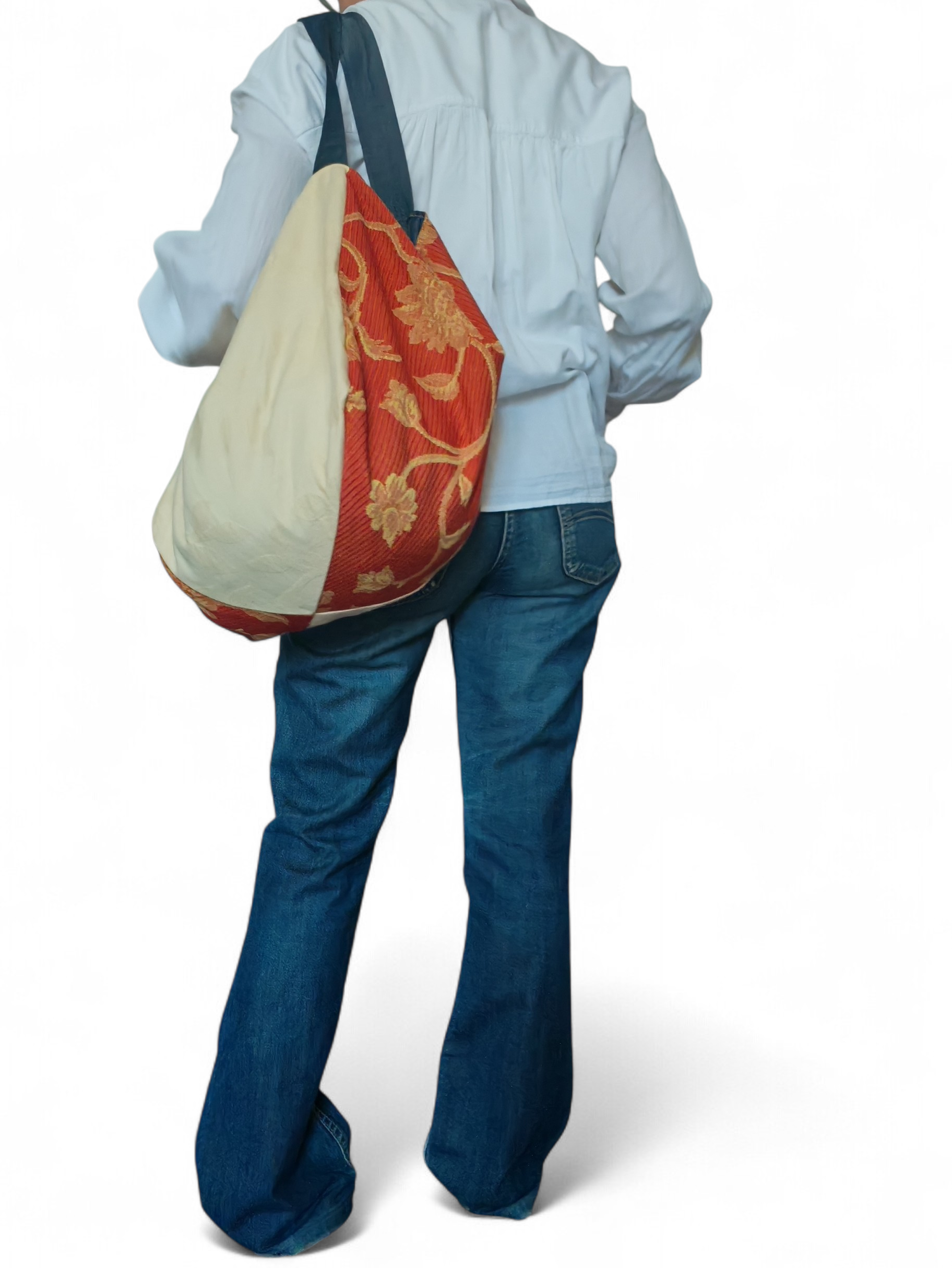 Borsa zaino double face jeans leggero e fantasia