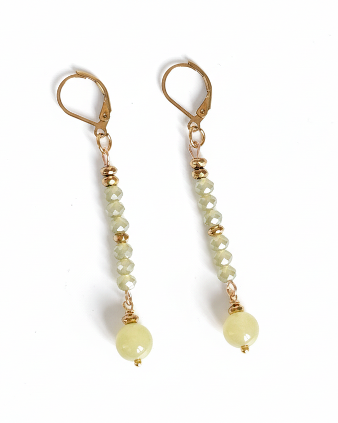 Orecchini pietre e cristalli verde lime