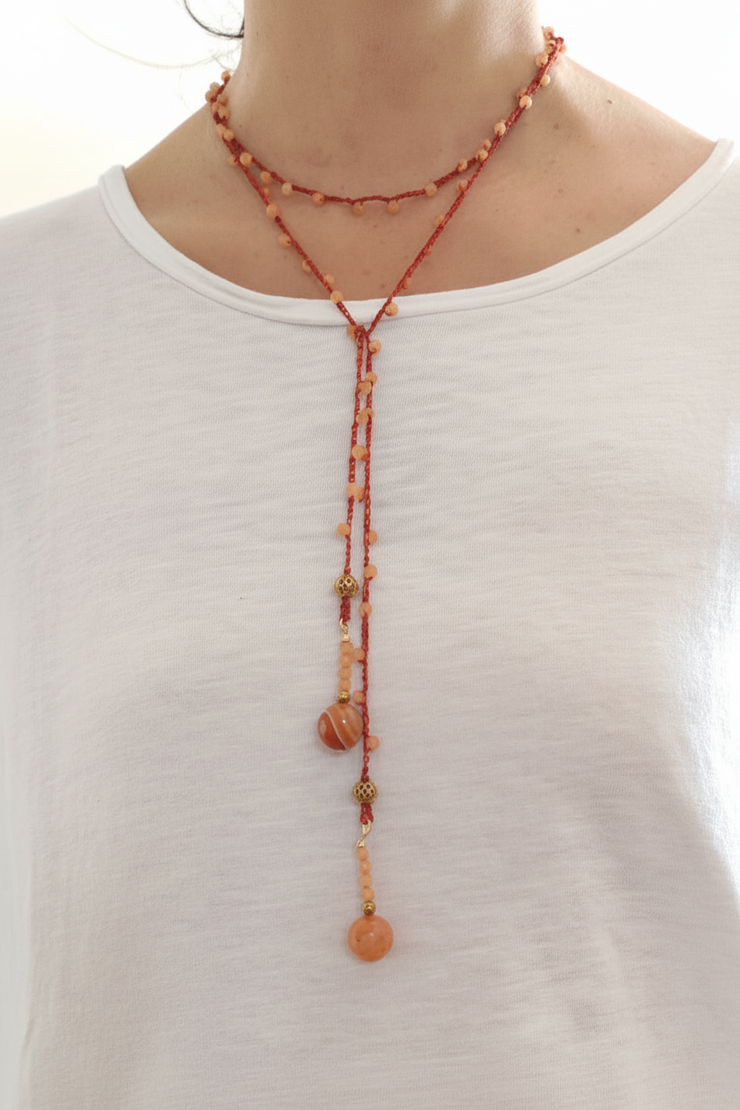 Collana con pietre arancio