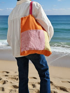 Borsa in lino con tasche esterne