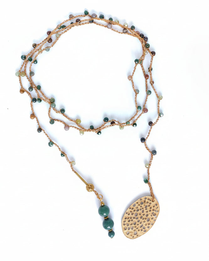 Collana agata muschiata con ciondolo