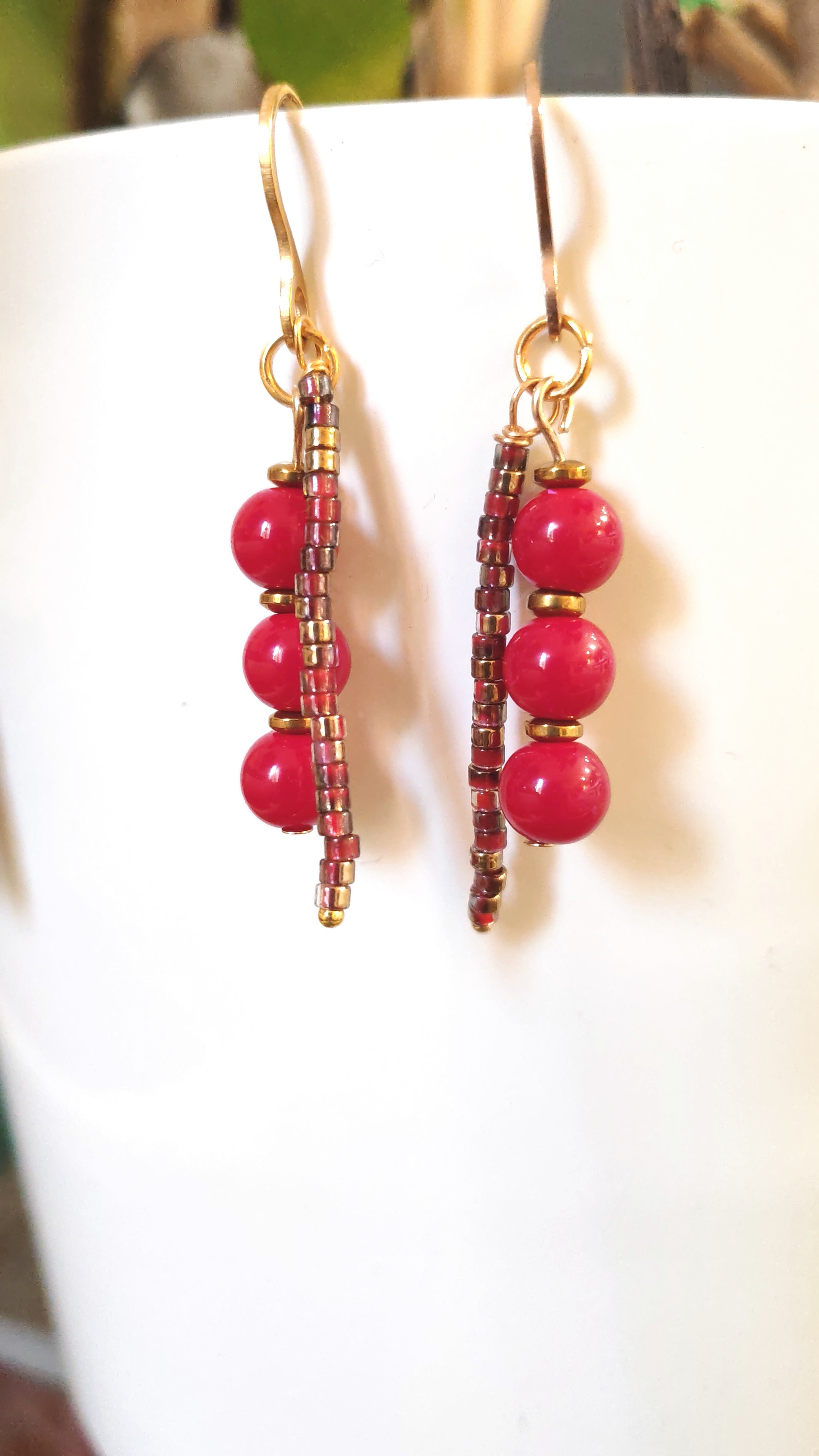 Orecchini pietre rosse