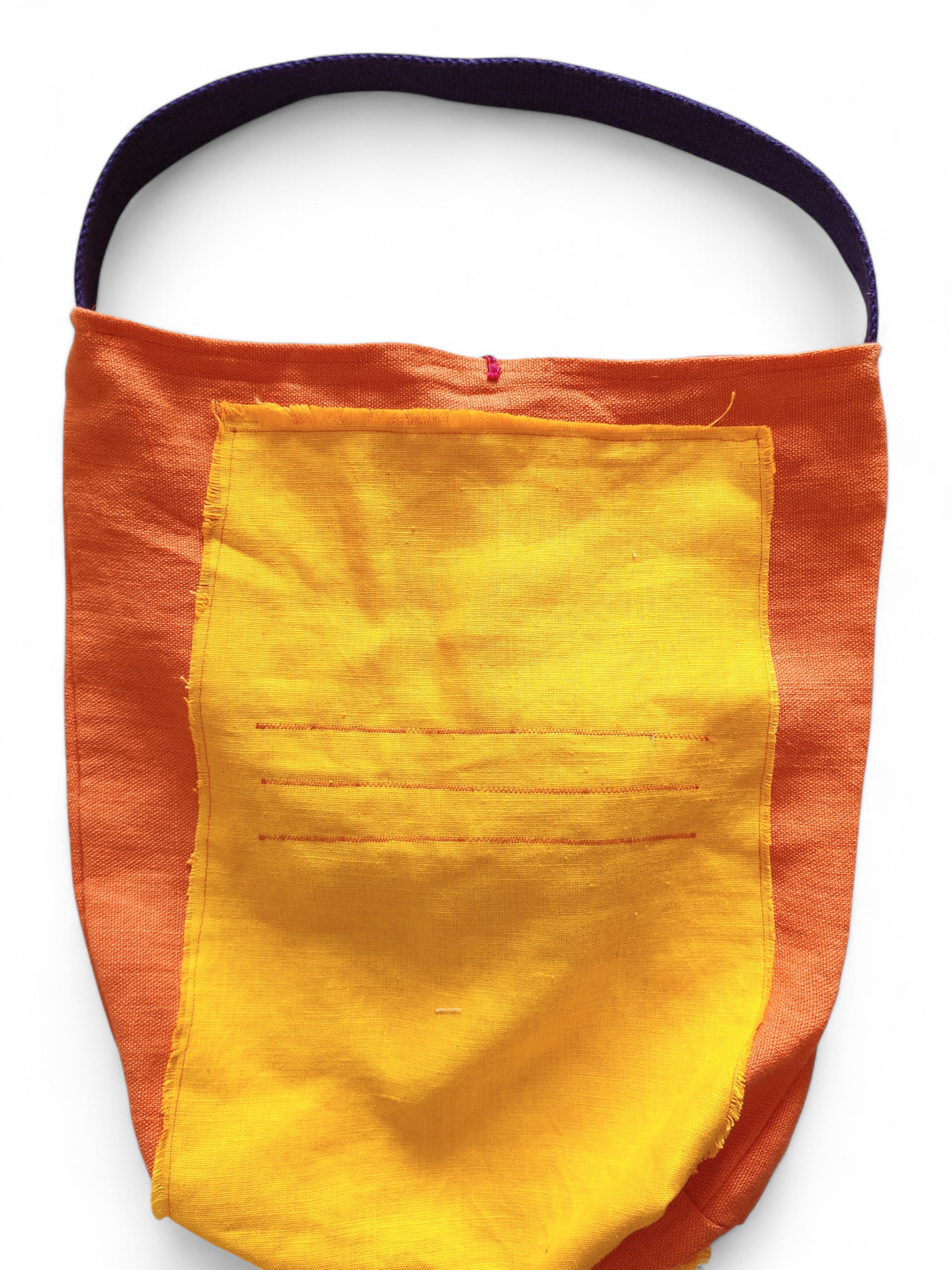 Borsa in lino con tasca esterna