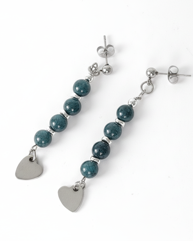 Orecchini diaspro blu con cuore