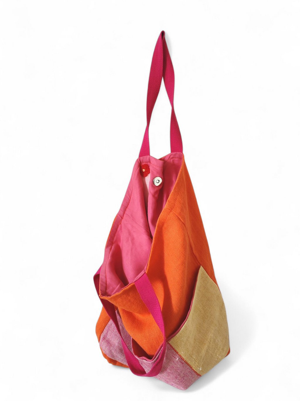Borsa in lino con tasche esterne