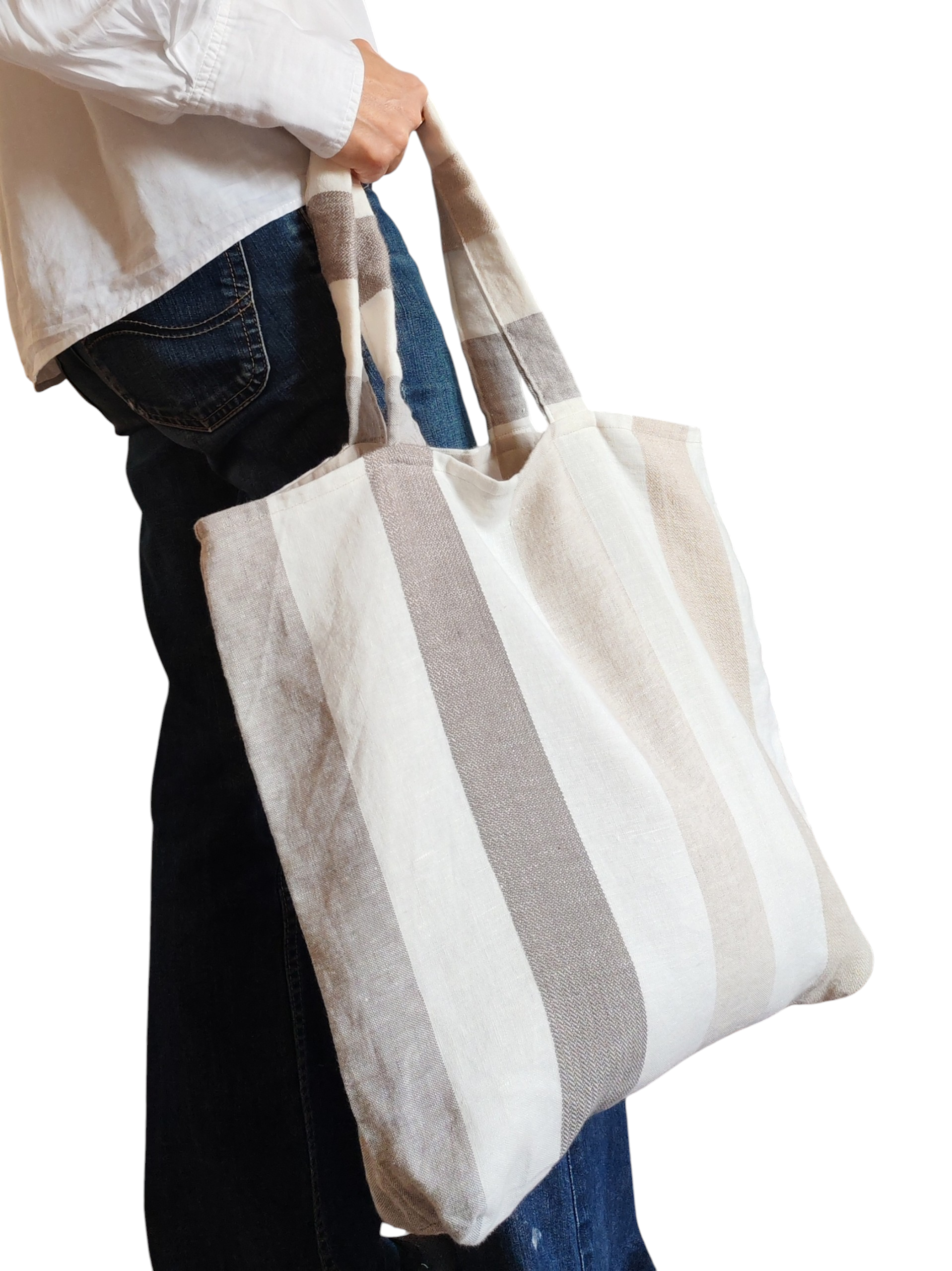 Borsa in lino a righe