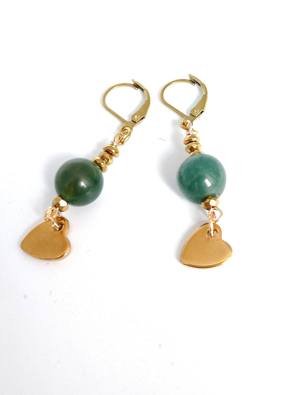 Orecchini pietra verde e cuore