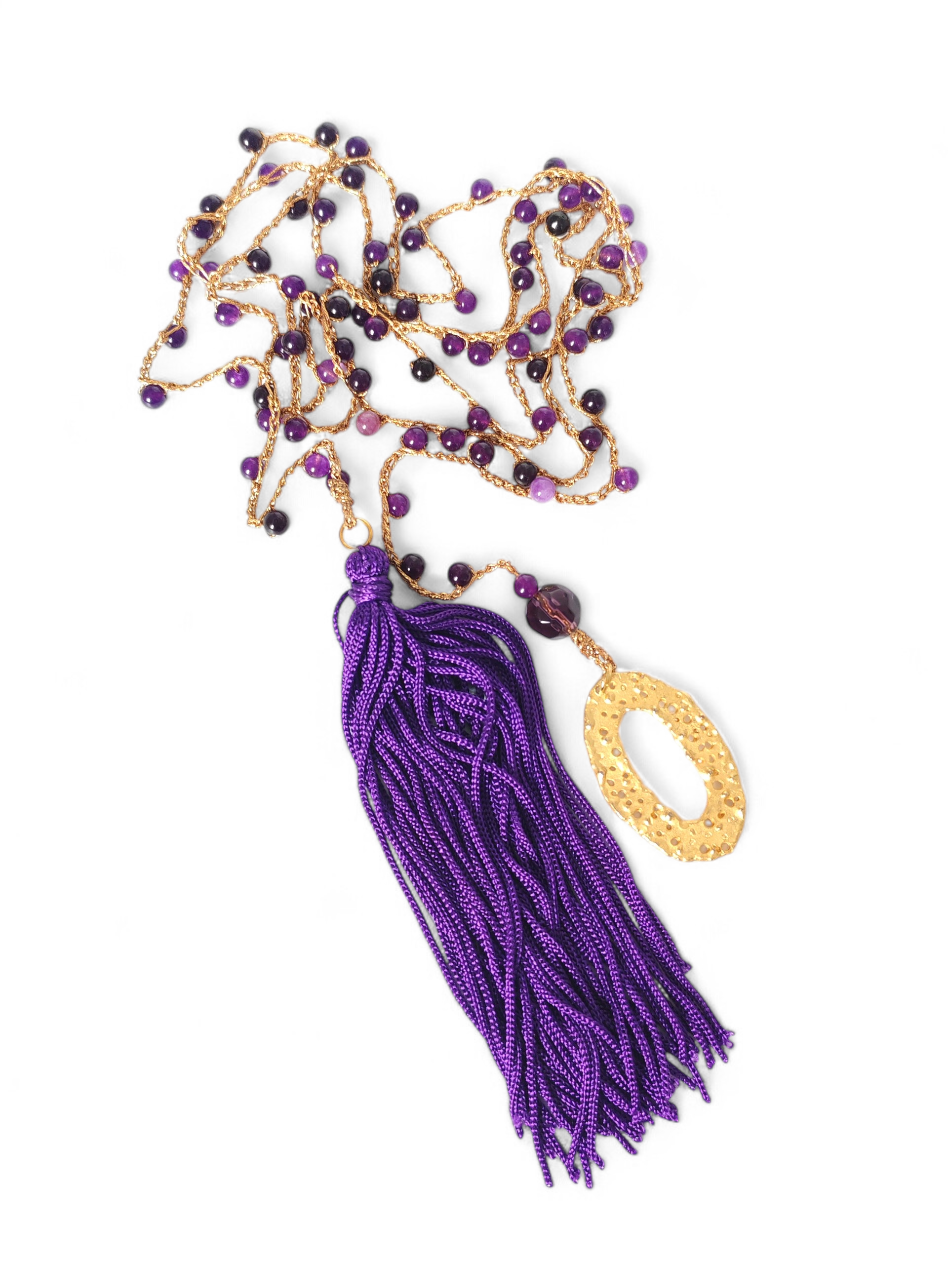 Collana viola ametista e nappa