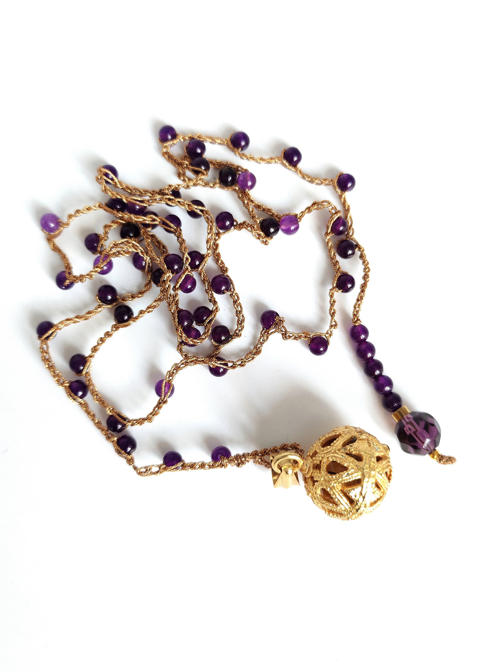 Collana pietra viola e  ciondolo angeli
