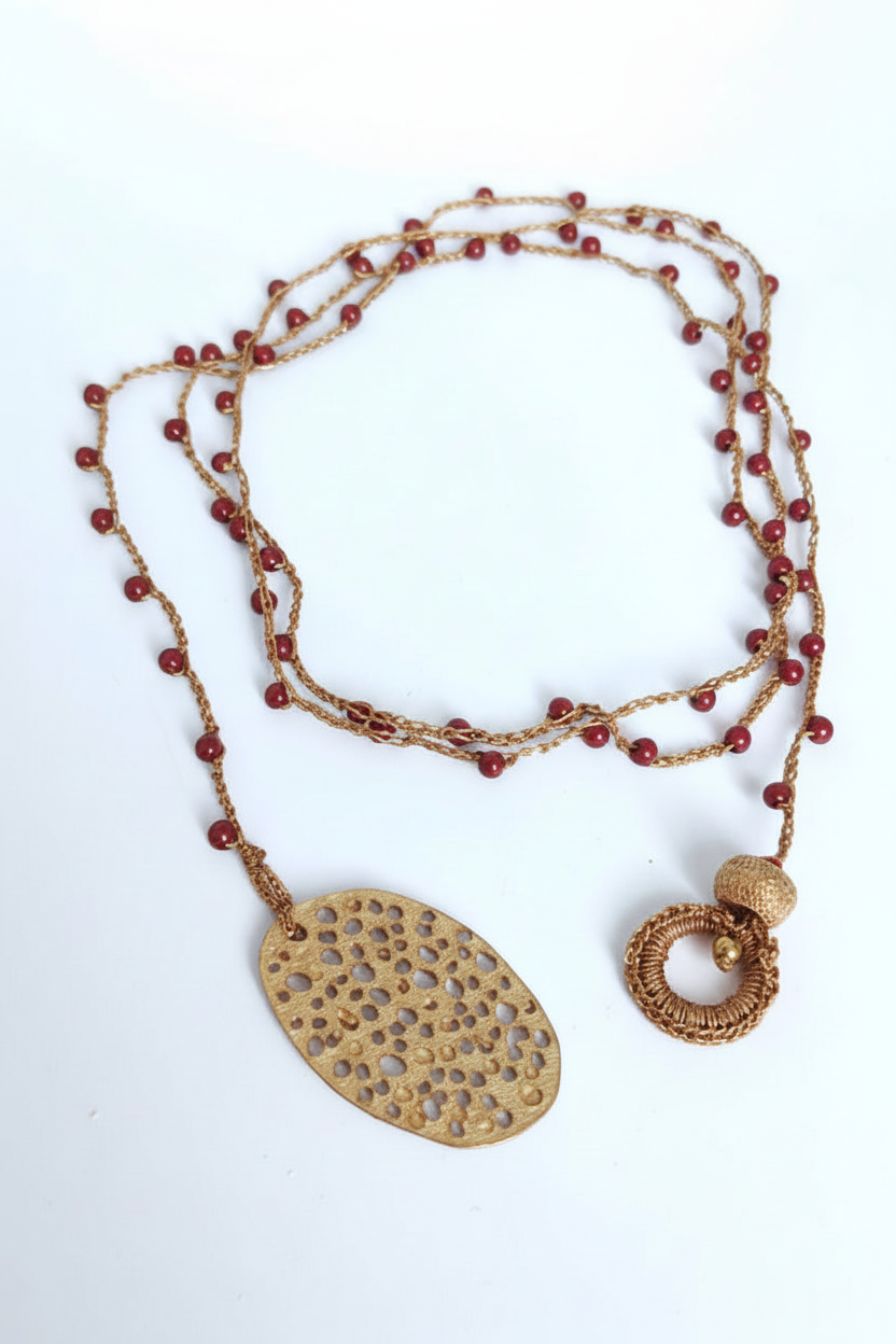 Collana pietre color terracotta