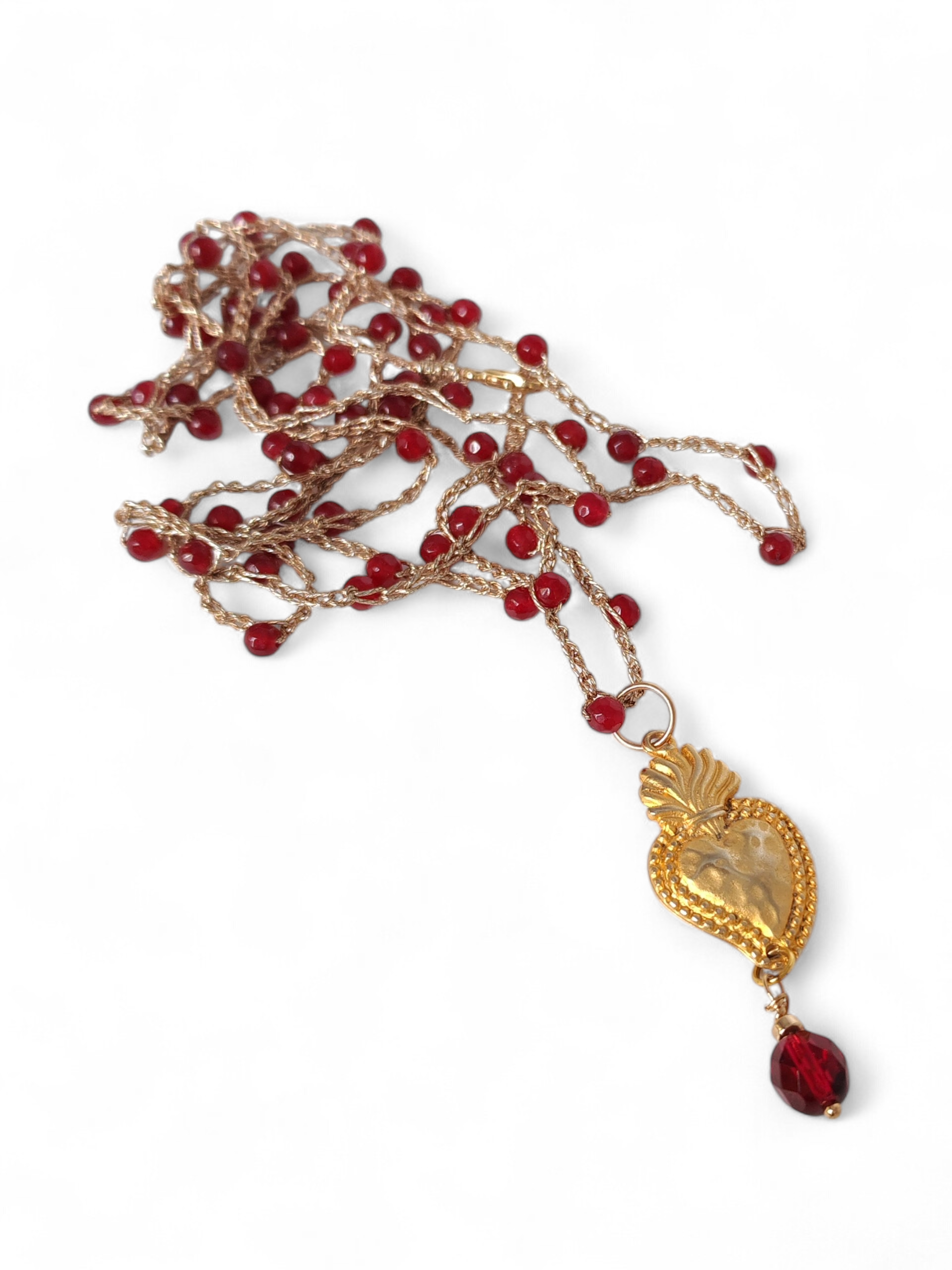 Collana cuore sacro granata