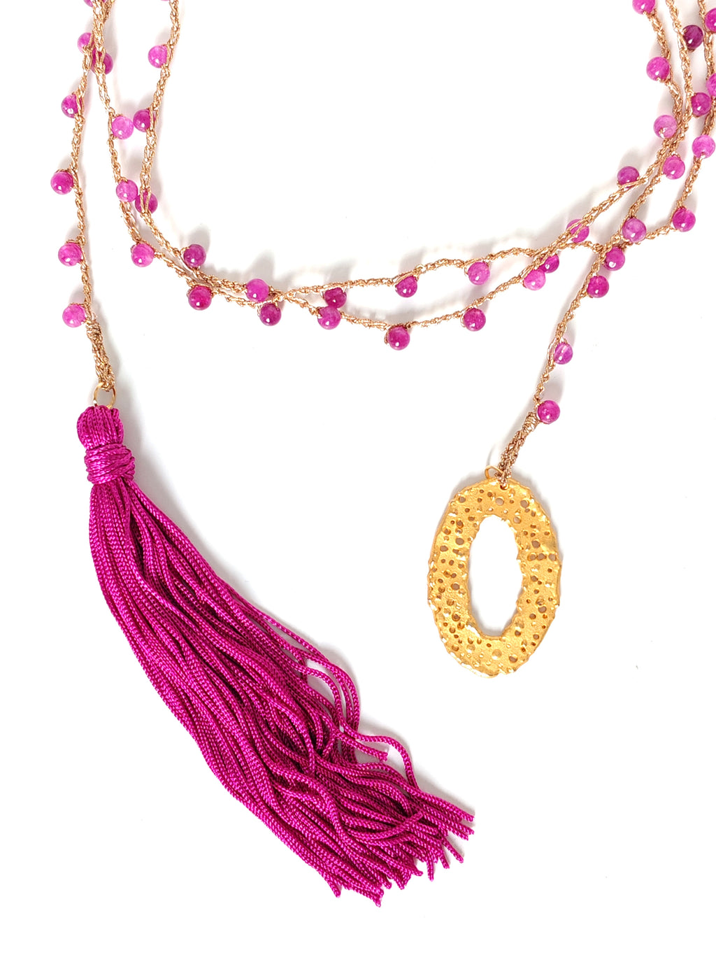 Collana fucsia con nappa