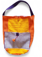 Borsa in lino con tasca esterna