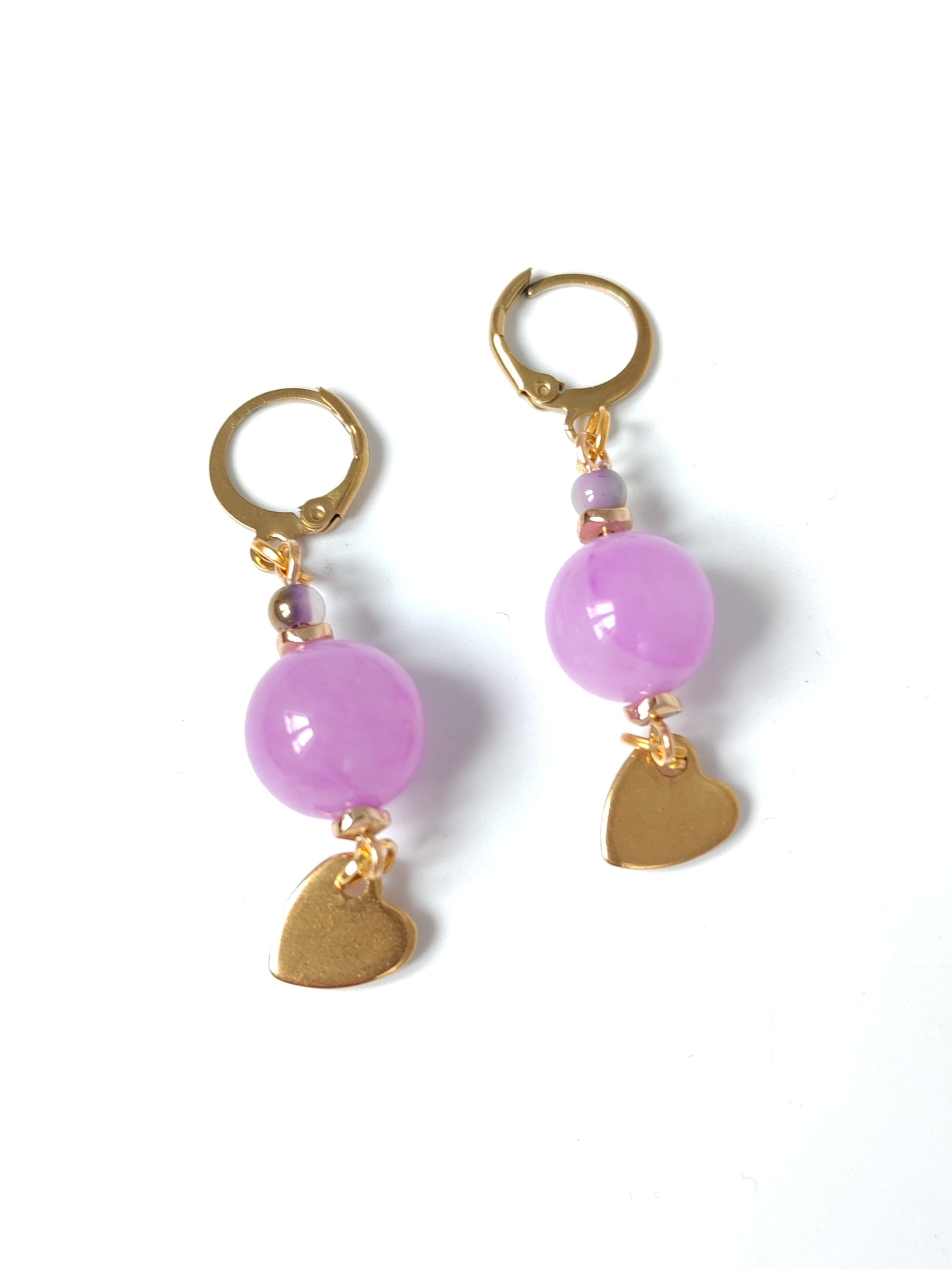Orecchini pietra lilla e cuori