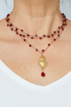 Collana cuore sacro granata