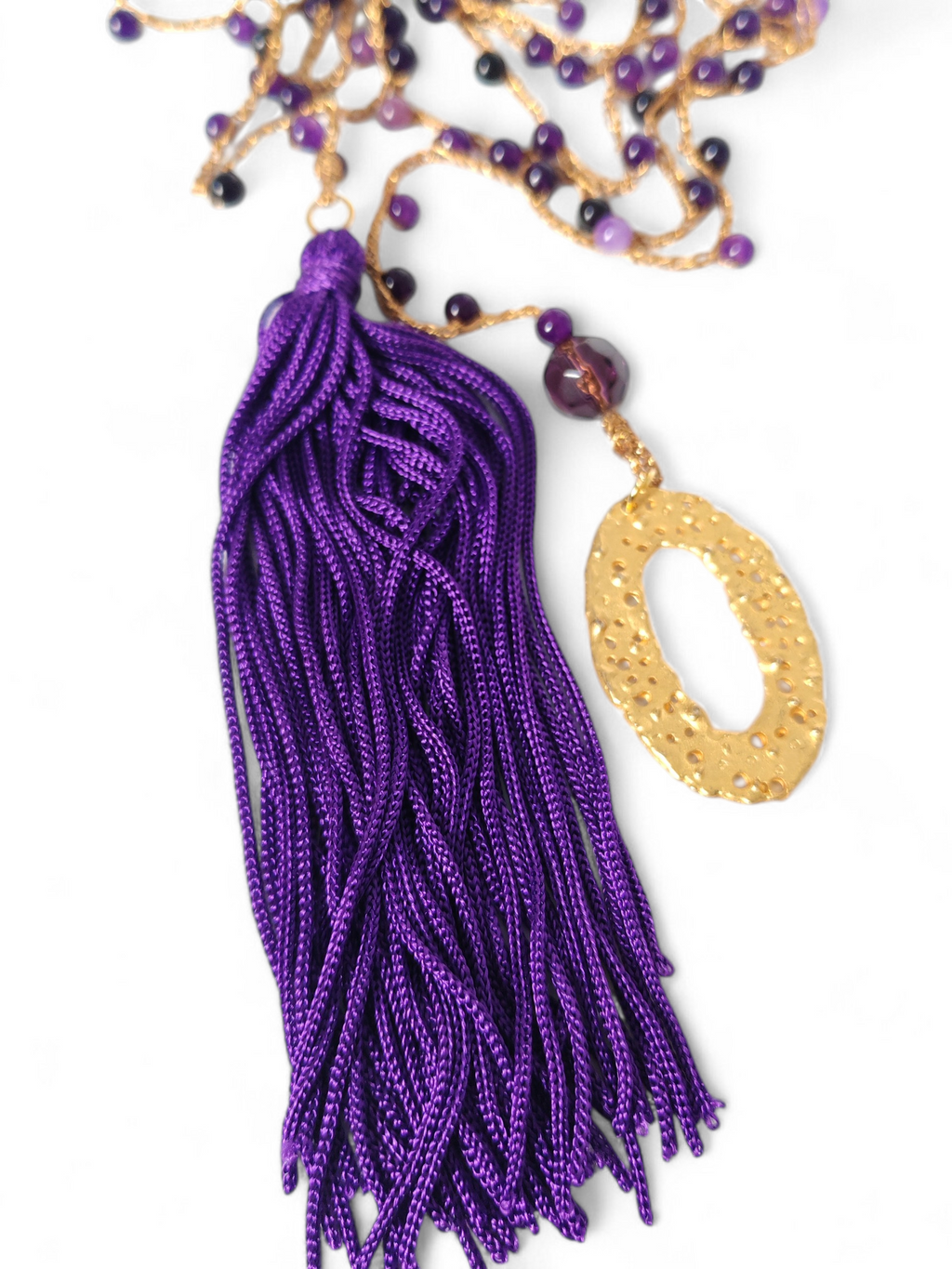 Collana viola ametista e nappa