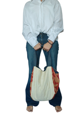 Borsa zaino double face jeans leggero e fantasia