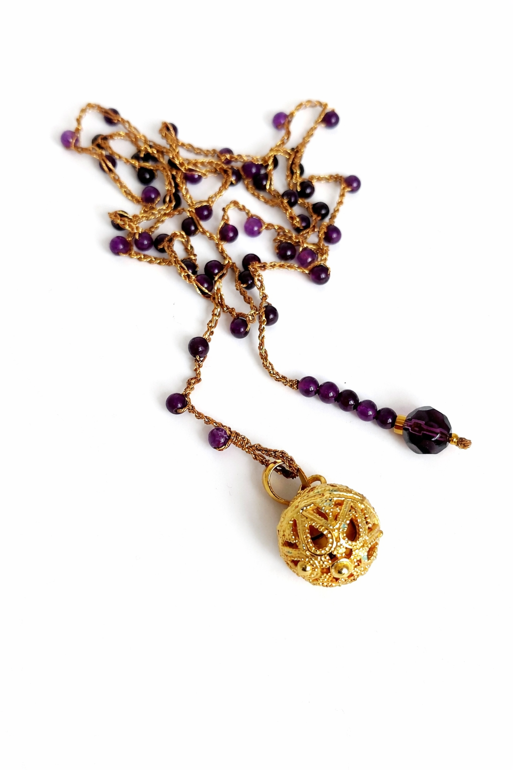 Collana pietra viola e  ciondolo angeli
