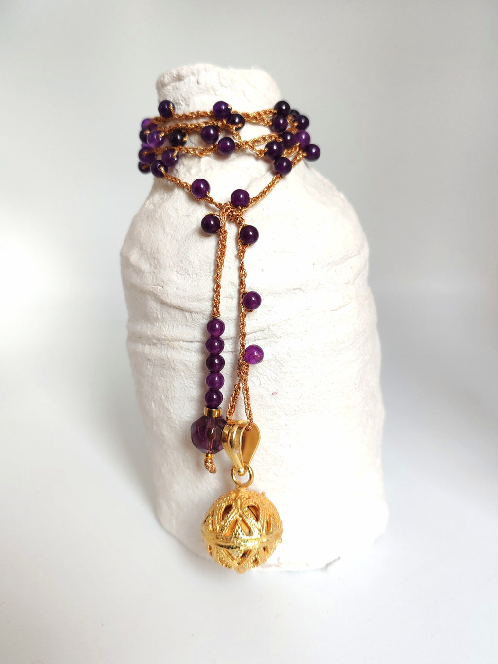 Collana pietra viola e  ciondolo angeli