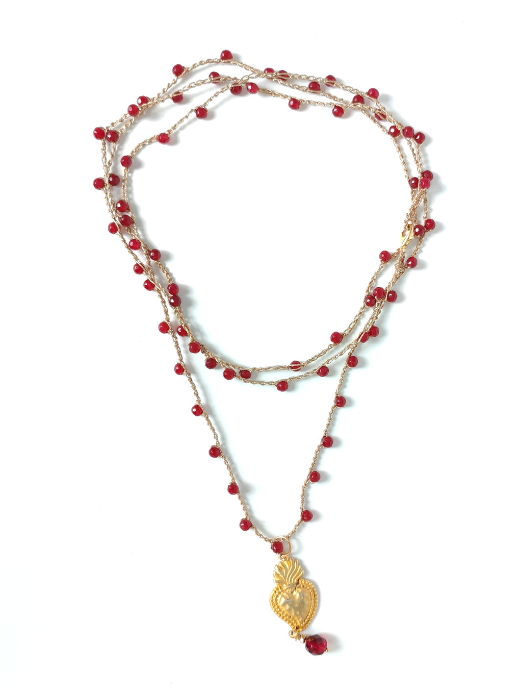 Collana cuore sacro granata