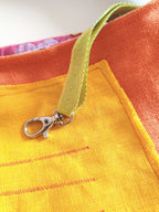 Borsa in lino con tasca esterna