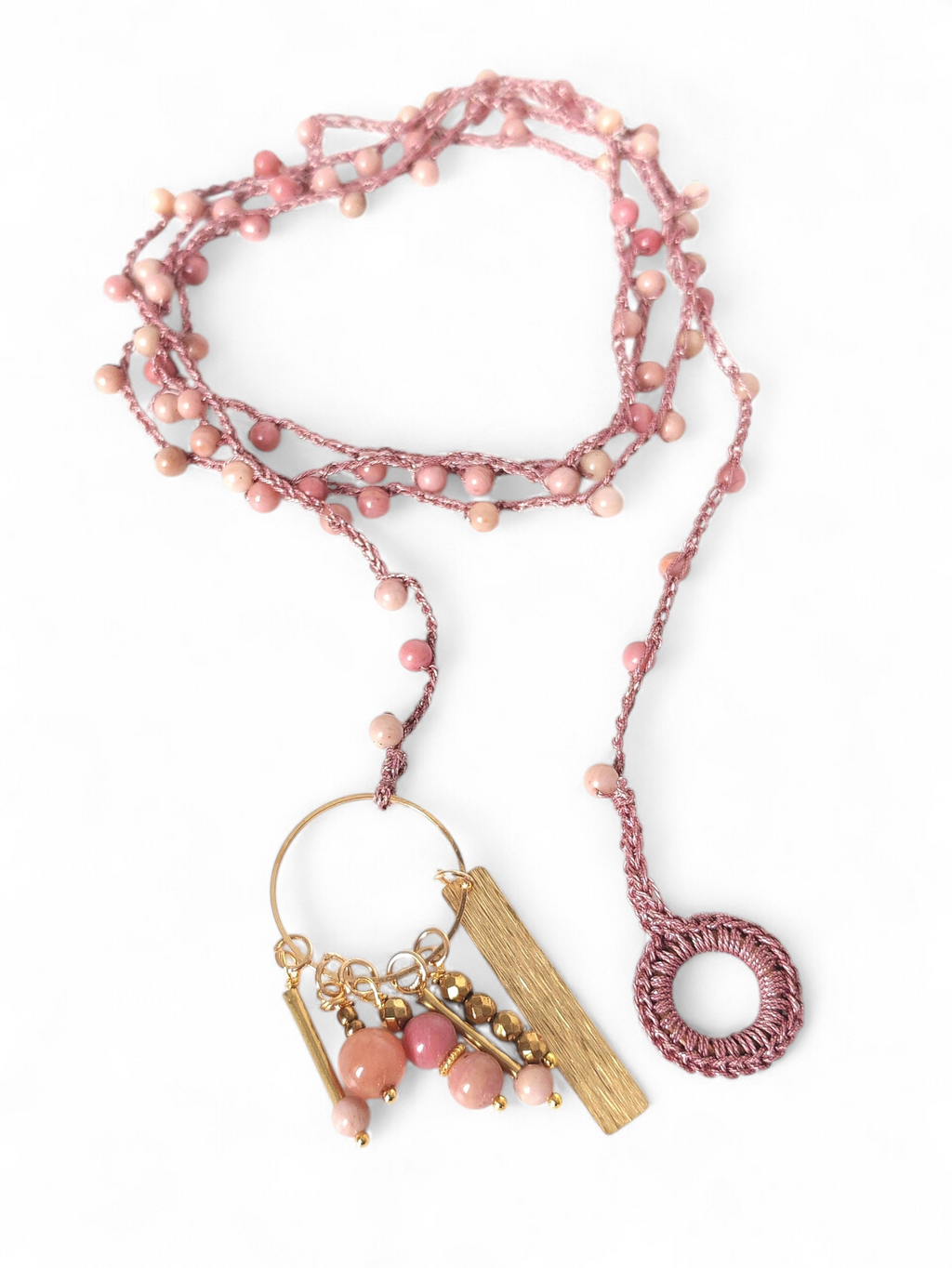 Collana pietre rosa