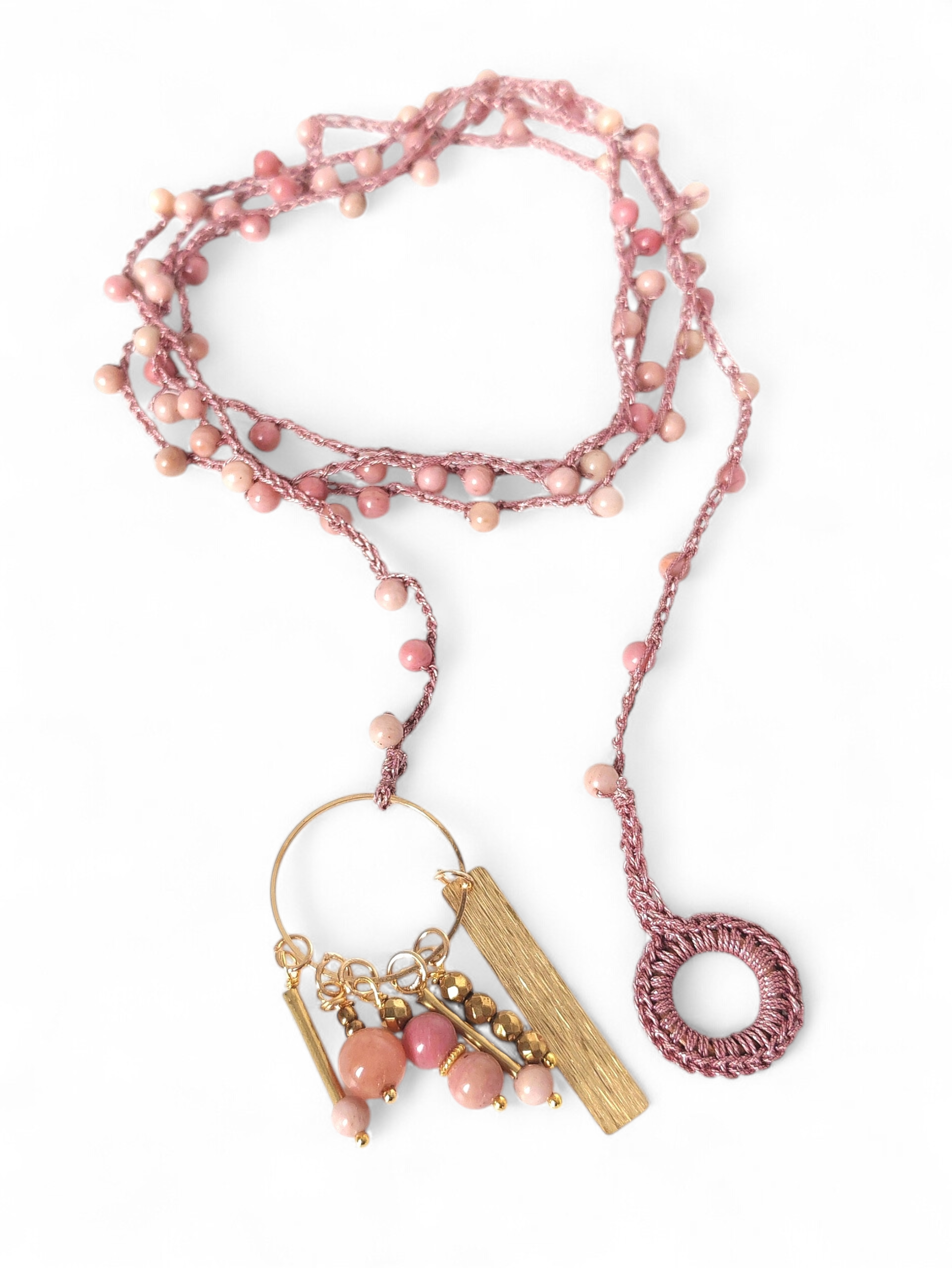 Collana pietre rosa
