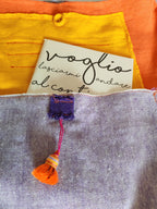 Borsa in lino con tasca esterna