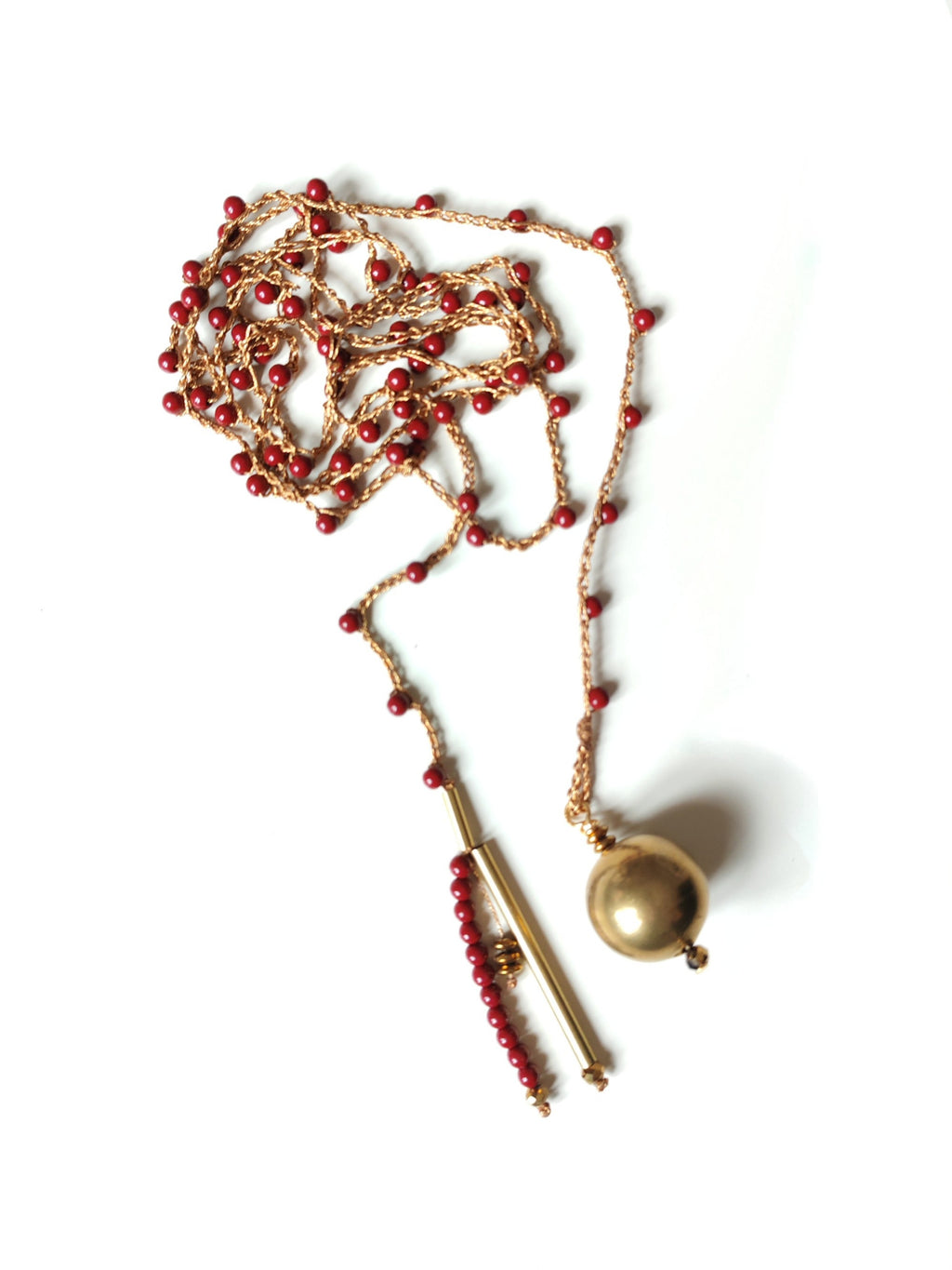 Collana amaranto e ottone