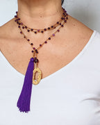 Collana viola ametista e nappa