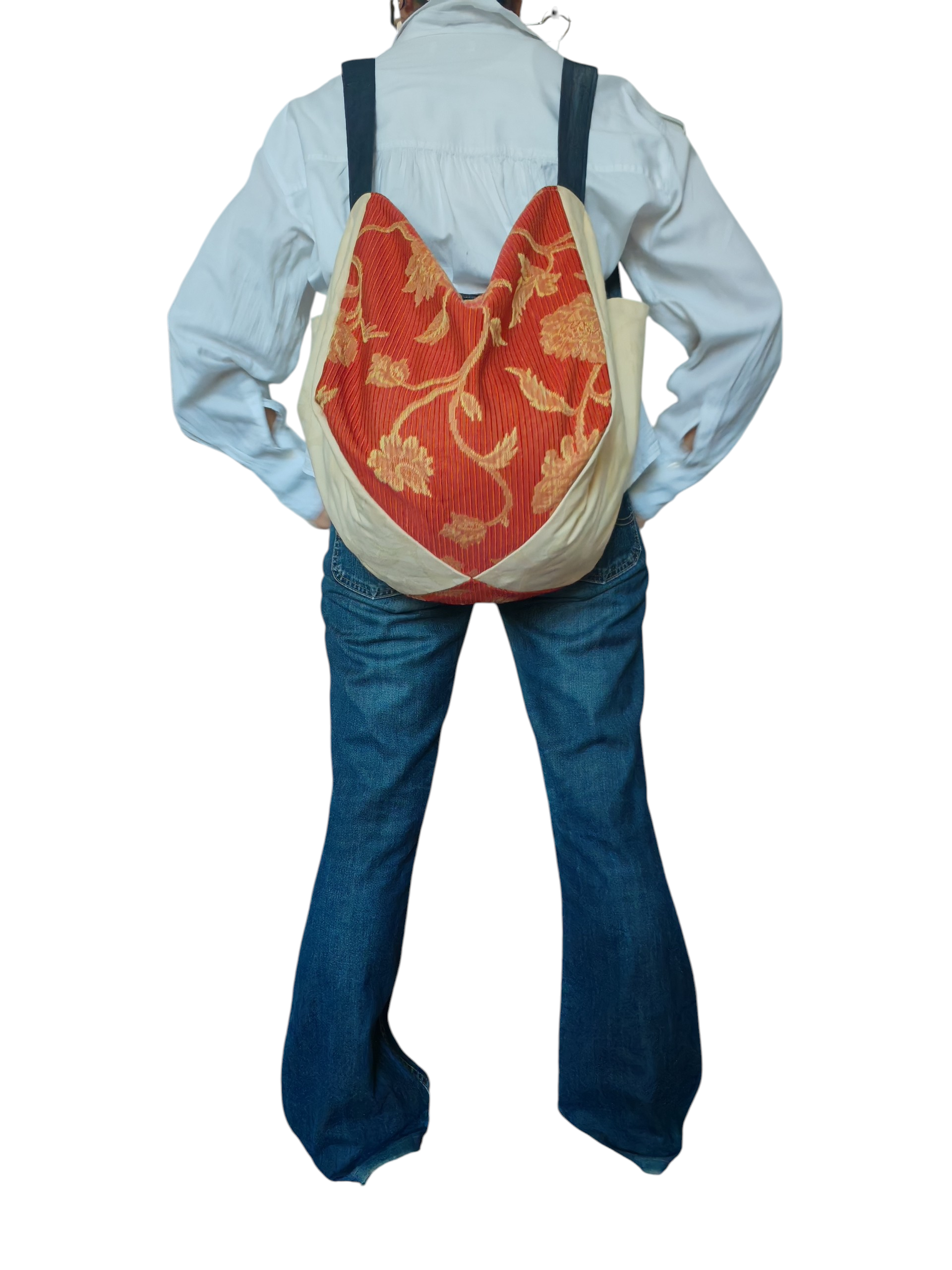 Borsa zaino double face jeans leggero e fantasia