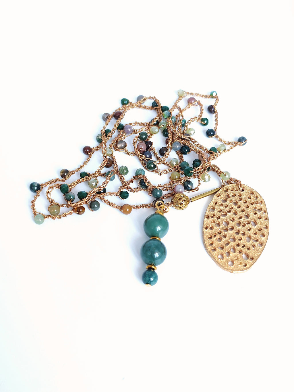 Collana agata muschiata con ciondolo