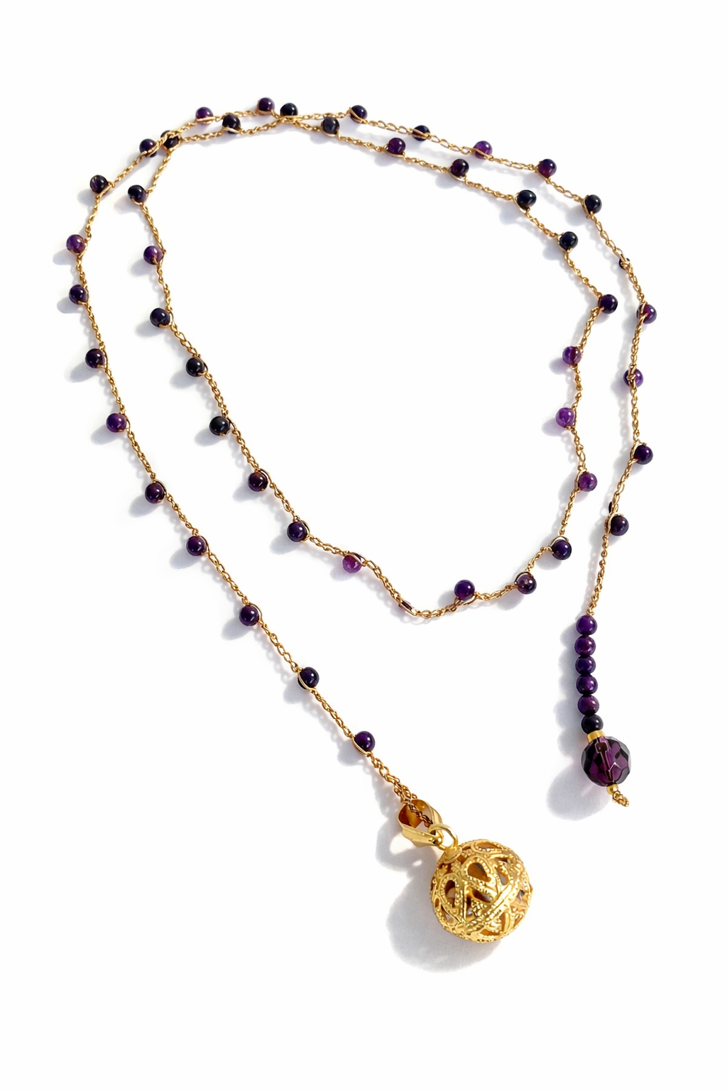 Collana pietra viola e  ciondolo angeli